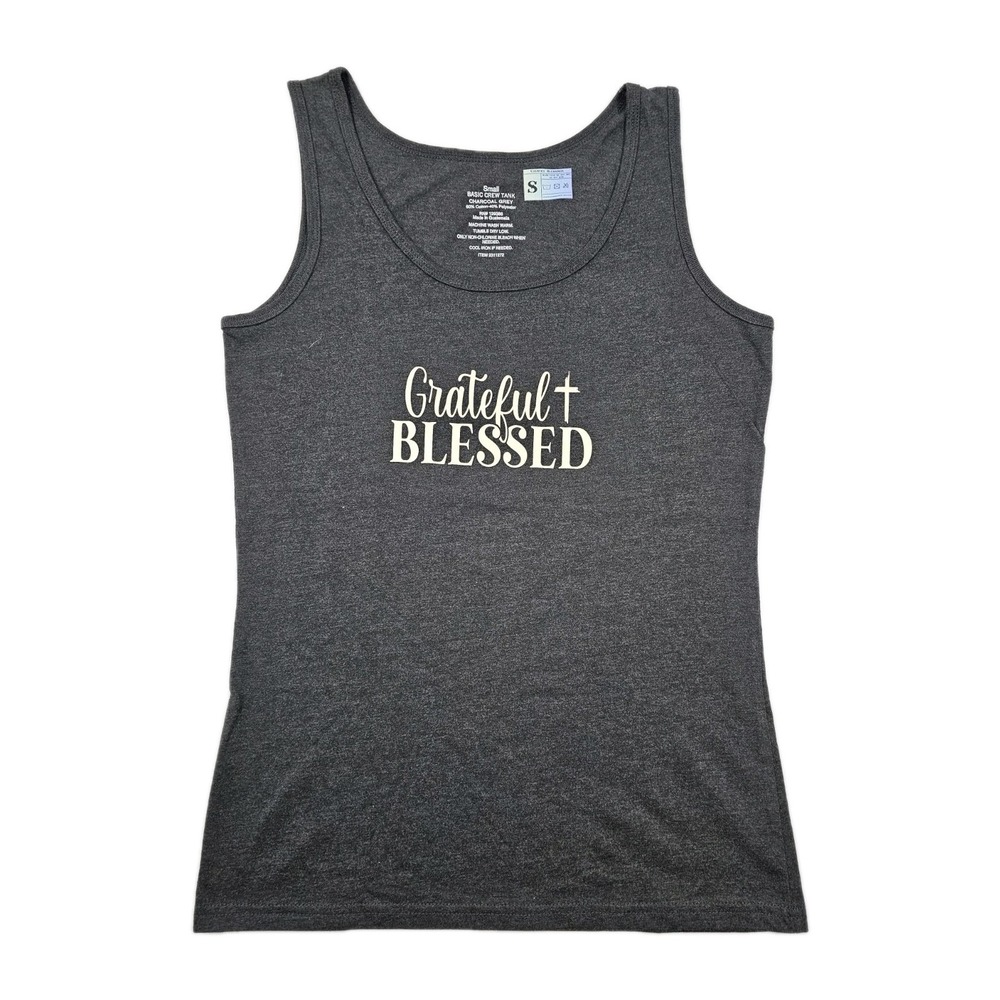 Country Blessings Tank Top Grateful Blessed Small Grey Shirt Fun Spiritual Gift